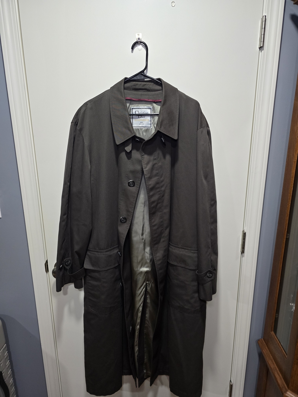 Vintage Christian Dior Men's Dark Brown Trench Coat